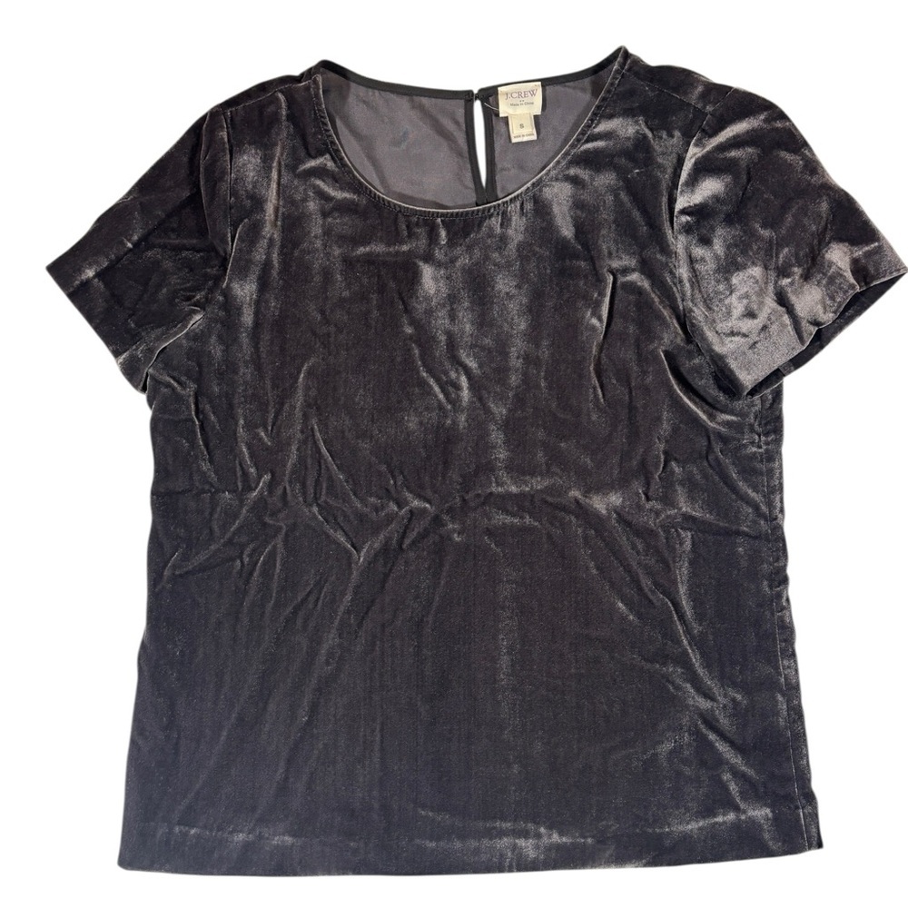J Crew Velvet Top Size S Gray minimalist classic Festive goth whimsygoth